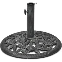 Vidaxl – Socle de parasol en fonte 12 kg – Base stable pour poteaux de 35 à 48 mm – Motif floral décoratif – Pour jardins et terrasses