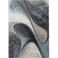 Tapis salon et chambre 240x340 bleu et gris rectangle tissé motif géométrique LYN8 MADILA