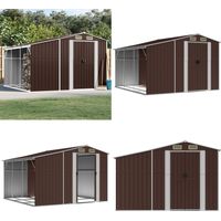 Abri de jardin marron 277x279x179 cm acier galvanisé - Abri De Jardin - Abri Métallique - Rangement Extérieur - Cabane De Jardin - Stockage Jardin - Home & Living