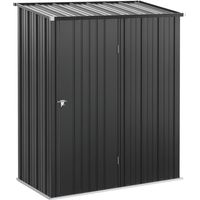 Casetta da Giardino Porta Utensili in Lamiera Acciaio con Serratura, 161.5x94.5x196cm, Nero