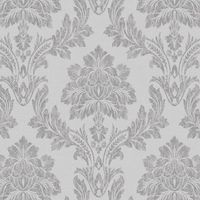 Salvador Wallpaper Holden Decor Damask Floral Silver Grey Metallic Textured