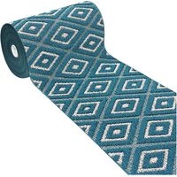 Tapis de Cuisine Au Mètre H57 Coureur Doux Losanges 3D Bordé Moderne Antidérapant - Bleu