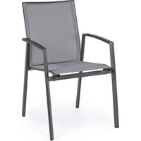 Sessel "Cruise", Struktur aus lackiertem Aluminium und Texilene für Garten und Veranda -Anthrazit / Packung mit 6 Stück