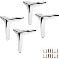 Set mit 4 verchromten Metallfüßen, 15 cm hoch, Möbelfüße für Sofas und Schränke, einfache und stabile Montage
