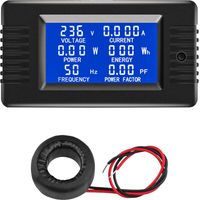 LCD Digital Ammeter Voltmeter AC 80-260V 100A, 6-in-1 Power Meter Household Electricity Meter Panel, Closed Type Energy Meter CT Power Meter