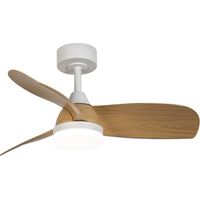 Byan Ventilatore LED Bianco+Legno 18W 2000Lm CCT Dim