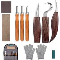 10 outils de sculpture sur bois, kit de sculpture sur bois avec 3 ciseaux à bois, 3 couteaux de sculpture sur bois, ensemble de couteaux de sculpture, outils professionnels de sculpture sur bois