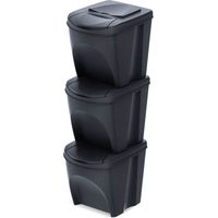 Setde 3 bidoni dede KEDEN SORTIBOXde bidone per la raccolta differenziata, antracite ECO, volume 3x25L