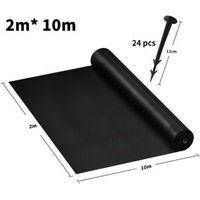 Naizy – 20 m² Unkrautvlies, 100 g/m² – 24 Heringe und Trennlinie – UV- und reißfest – Schwarz, 2 m x 10 m