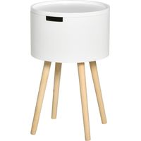 Mesa auxiliar moderna con tapa extraíble y almacenamiento para salón dormitorio Ø38x63 cm Blanco