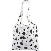 Sac fourre-tout en toile de vache, sac fourre-tout portable, sac de courses léger et réutilisable en tissu-60X35CM-Black