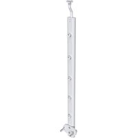 Poteau pour garde-corps - Aluminium argenté - 97.9-103.9cm de haut - Avec 5 supports de tubes bien pré-montés - Intérieur & extérieur - Poser latéral