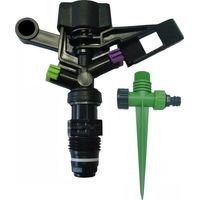 KIT ASPERSOR DE RIEGO CIRCULAR 12 MAS PINCHO PORTA ASPERSOR ASPERSOR DE IMPACTO AGRICOLA BAJO CAUDAL FABRICADO EN PLASTICO Y ACERO INOXIDABLESISTEMA DE TENSION DEL MUELLE REGULABLE PARA VARIAR