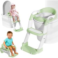 Reducteur Toilette Enfant, 3 en 1 Rehausseur Toilette Enfant avec Marche Réducteurs de Toilettes Propreté Apprentissage Adaptateur Abattant WC Siège WC à Hauteur Réglable, Antidérapant, Pot Amovible