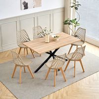 Wokaka Lot Table et Chaises à Manger -Table MDF 140cm - avec 6 Chaises Scandinaves de Salle à Manger - Couleur chêne