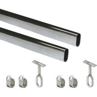 Emuca – Lot de 2 rails de porte coulissante 30x15mm – Longueur 1.15m – Acier chromé – Charge max 40kg/m – Supports inclus