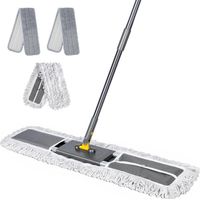 Aluminiummopp, großer professioneller Flachmopp mit Teleskopstiel, professioneller Baumwollmopp mit 2 Mikrofaserpads, zur Reinigung von Büros, Lagerhallen und Garagen