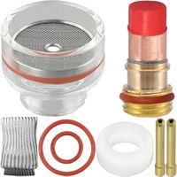 Kit Coupe en Verre Torche de Soudage pour TIG-17/18 / 26 Gaz Len 2.4 mm Collet Chuck Body Rubber Gaskets Cup Seal Finger Cot Argon Arc Welding Gun Consumables Accessories Kit