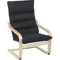 Sillón moderno respaldo alto acolchado terciopelo negro patas madera 67x83x105 cm