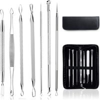 Outil d'extraction de points noirs, extracteur de points noirs en acier inoxydable noir, outil d'extraction de points noirs et d'échardes de 18 cm