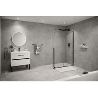 XMOTION - Mampara de Ducha Frontal Corredera + Fijo - Vidrio Templado 8 mm Antical - Negro Lacado - Ancho 160 cm - Alto 200 cm