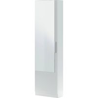 Schuhschrank Eugene, Hoher Schuhschrank mit 1 Tür, Moderner Schuhschrank, Eingangsgarderobe mit Spiegel, cm 50x22h180, Weiß