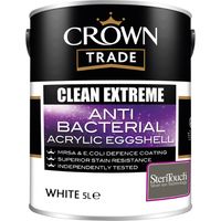 Crown Trade Clean Extreme Anti Bacterial Acrylic Eggshell - White - 5L