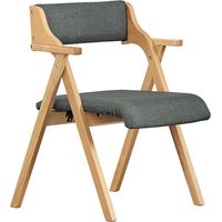 SoBuy Chaise Salle à Manger Pliante en Bois avec Coussin – Chaises de Cuisine et Chaise de Salon Pliable Confortable, Chaises Bois pour Bureau ou Jardin, Gain de Place, Gris foncé FST98-SG