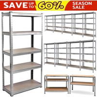 Heavy Duty 5 Tier Boltless Garage Shelving Unit Shed Warehouse Workshop Office Storage Shelves Metal Racking, Adjustable - Can be split into 2 smaller Shelf Units