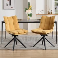 Wahson Dining Chairs Set of 2 Chenille Fabric Thick Padded Swivel Chairs Modern Simple Accent Chiars for Kitchen Living Room, Yellow