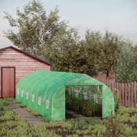 Serre de jardin tunnel grande taille avec bâche PE cadre en acier porte enroulable et 12 fenêtres 8 x 3 x 2 m vert