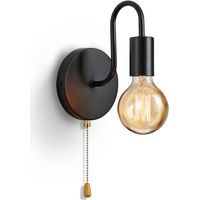– Applique murale industrielle E27 avec interrupteur – Douille standard pour ampoules LED et halogènes – Noir vintage pour salon et chambre