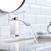 CECIPA Robinet de lavabo de salle de bain cascade, mitigeur de lavabo à poignée unique, eau chaude et froide, chromé