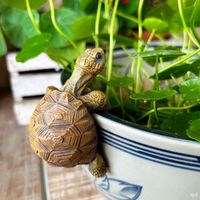 Pendentif tortue pour aquarium, ornement de jardin, pendentif tortue en résine pour bord de pot de fleurs