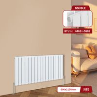 Warmehaus White Central Heating Radiator Flat Panel Horizontal Double 600x1156mm