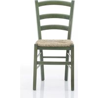 Sedia Venezia con seduta in paglia - Anilina verde 41x45x88 seduta 46