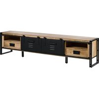 Mobile Tv in legno di Mango 240x45x55 Laccato chiaro naturale / ferro nero BLACKBURN 555