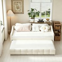 Lit gigogne 90x200 cm - Canapé-lit extensible 2 en 1 avec sommiers à lattes, velours, Lit 2 places pour petit appartement
