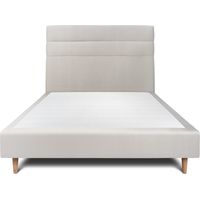 Lit 150x200cm avec tête de lit lignes velours et sommier tapissier gris clair - Hauteur totale : 35cm