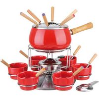 Fondue émaillée rouge brillant ensemble pz.23 Eva