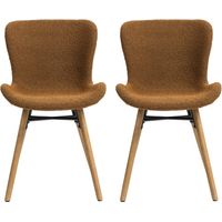 Lot de 2 chaises 48x57x81,5 cm en tissu bouclette cognac - KERMO