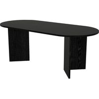 Vente-Unique – Table de salle à manger 8 personnes – Noir – Panneau de particule mélaminé – 200 cm x 90 cm x 74.7 cm – 2 pieds design