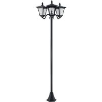 1.8m Traditional Victorian Style 3 Way Head Outdoor Garden Solar Post Lamp Sensor Dimmable LED Lantern Bollard Pathway IP44 – Black