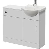 Alexander James Gloss White 950mm Single Door Vanity Unit Toilet Suite - 950mm - Chrome 96mm Knurled Bar HandleWithout James Toilet Pan