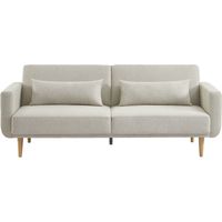 Canapé convertible 3 places en tissu - Beige - Emma
