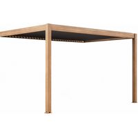 Pergola bioclimatique adossée et motorisée éclairée 3x4m bois