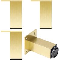 Patas doradas para sofá, patas cuadradas para muebles, pies ajustables, bases de aleación de aluminio Acabado anodizado Altura: 6-40 cm, patas para muebles, patas para sofá cama, tornillos incluidos