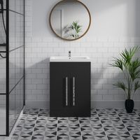 600mm Floor Standing Sink Vanity Unit Flatpacked Painted Black