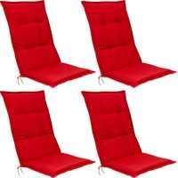 Beautissu Matelas Coussin pour Chaise Fauteuil de Jardin terrasse Set de 4 Base HL 120x50x6cm Rouge