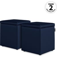 Puff Cubo Arcón Polipiel Marino PACK 2 UNIDADES Marino